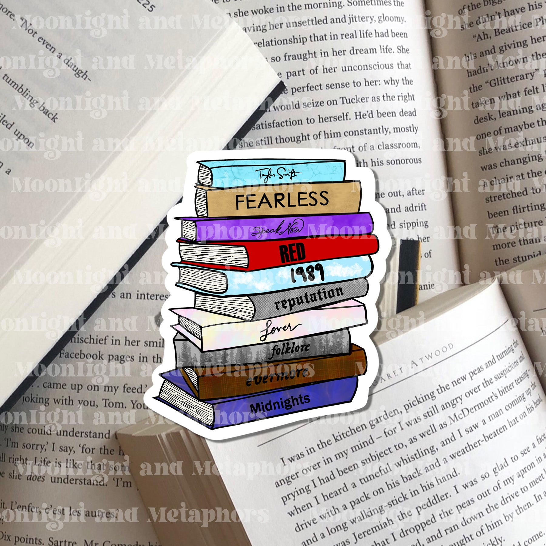 Taylor Swift Eras Book Stack  Taylor Swift Inspired Sticker – Moonlight  and Metaphors