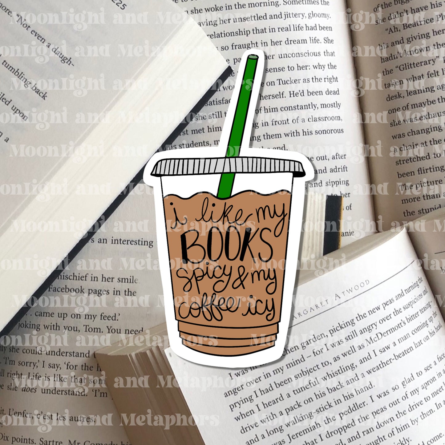 I Like My Books Spicy and my Coffee Icy Sticker