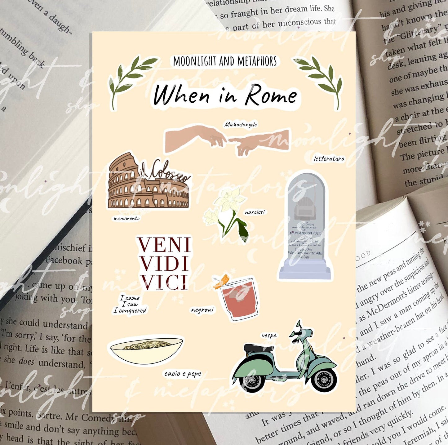 When in Rome Sticker Sheet | For Travel Journals, Scrapbooks, Laptops, Bullet Journals, Planners and More