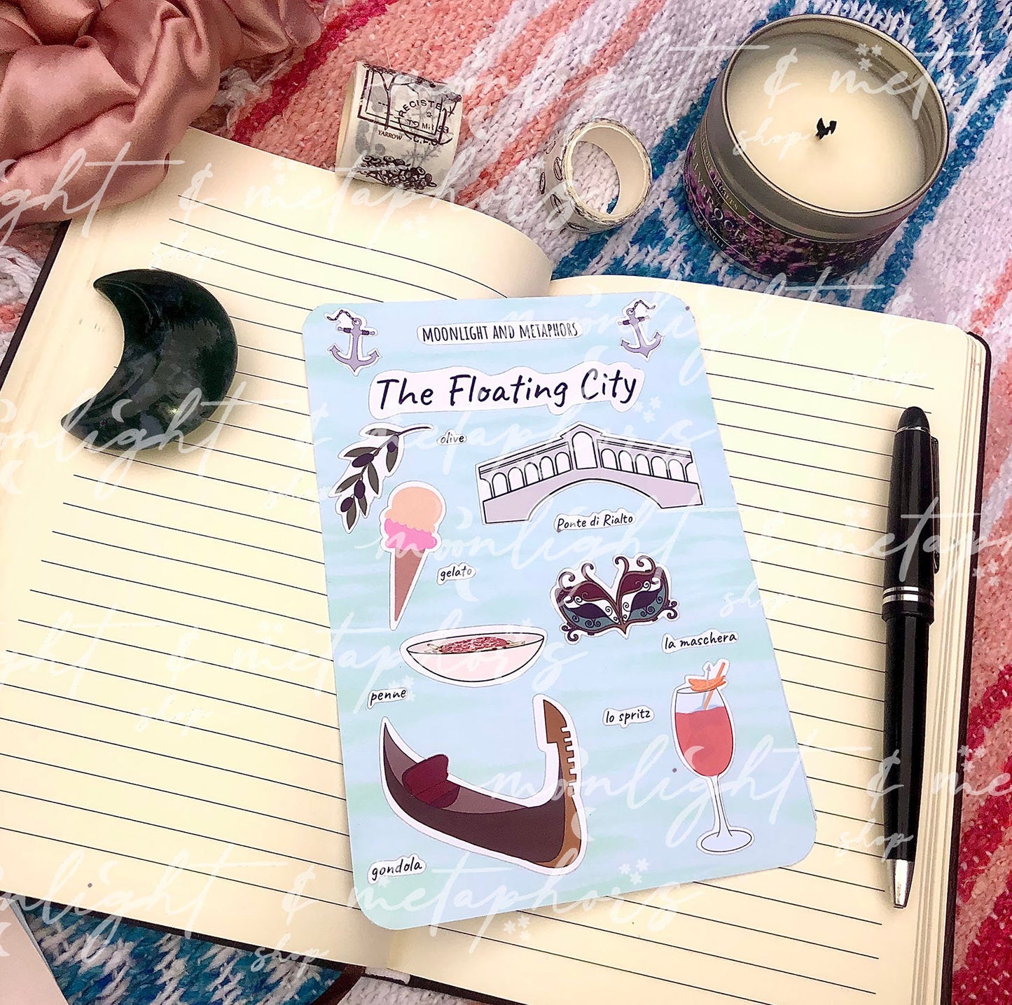 Venice, The Floating City Sticker Sheet | For Travel Journals, Scrapbooks, Laptops, Bullet Journals, Planners and More