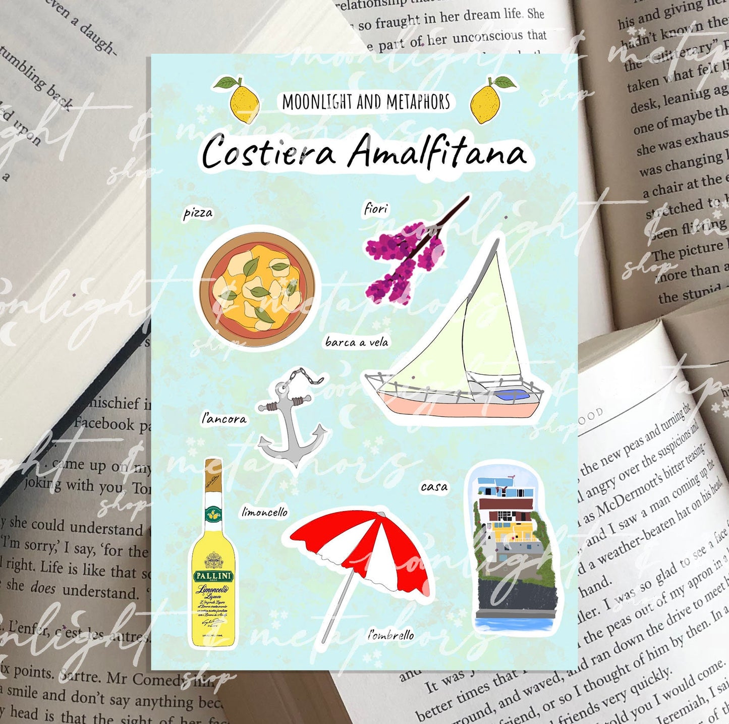 Costiera Amalfitana Sticker Sheet | For Travel Journals, Scrapbooks, Laptops, Bullet Journals, Planners and More