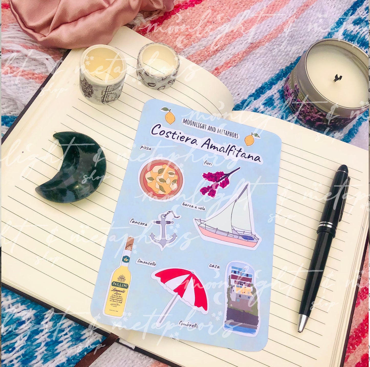 Costiera Amalfitana Sticker Sheet | For Travel Journals, Scrapbooks, Laptops, Bullet Journals, Planners and More