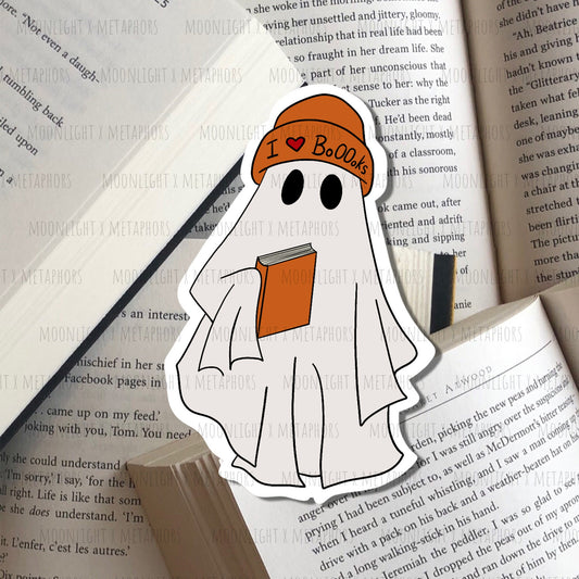 Spooky I Love Books Ghost Sticker